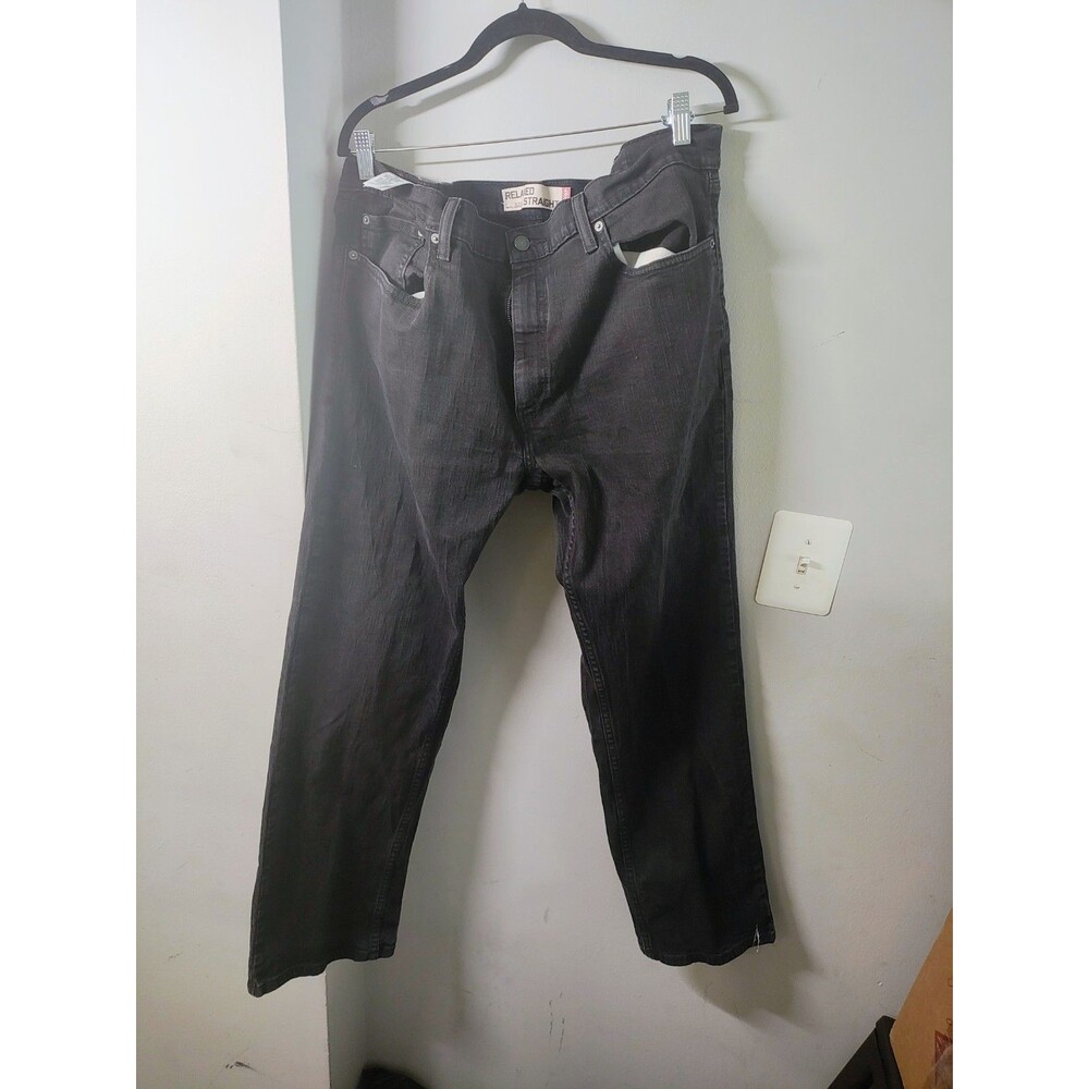 Black Levi's 559 Jeans Men's Black Denim Stretch Relaxed Straight Leg - 40 X 32